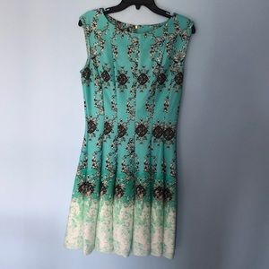 Mid-Length Blue Ombré Dress with Pattern